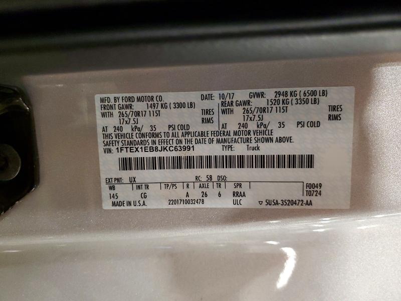 Продаж на аукціоні авто 2018 Ford F150, vin: 1FTEX1EB8JKC63991, номер лоту: 56472786