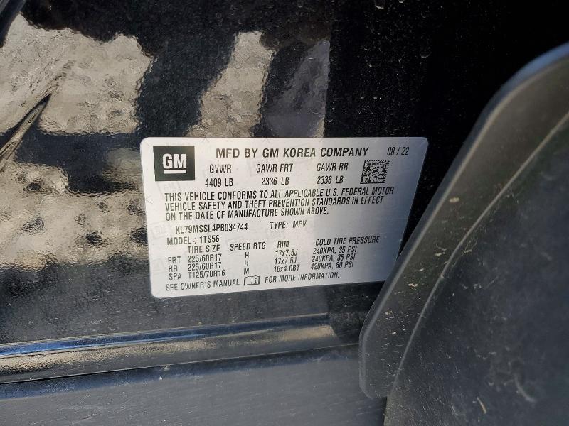 2023 Chevrolet Trailblazer მანქანა იყიდება აუქციონზე, vin: KL79MSSL4PB034744, აუქციონის ნომერი: 54082286