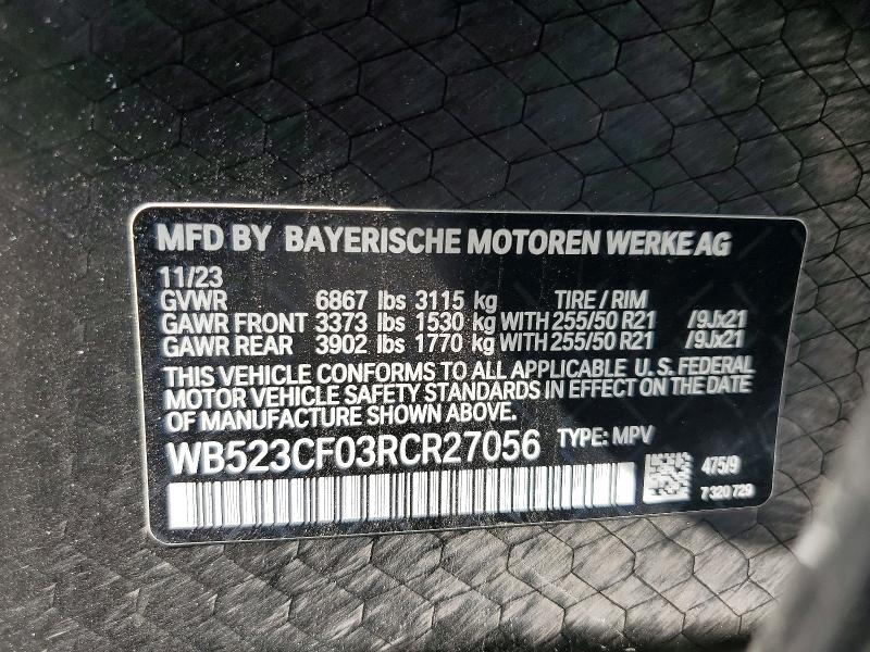 Aukcja sprzedaży 2024 Bmw Ix, vin: WB523CF03RCR27056, numer aukcji: 56495676