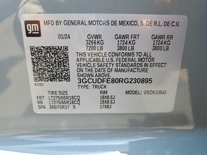 Aukcja sprzedaży 2024 Chevrolet Silverado, vin: 3GCUDFE80RG230895, numer aukcji: 59009056