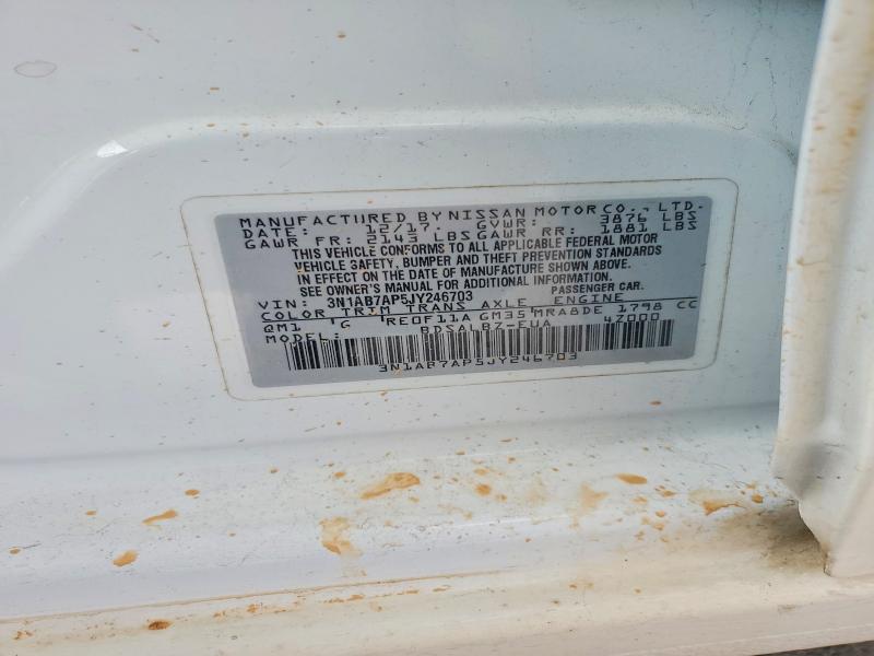 2018 Nissan Sentra მანქანა იყიდება აუქციონზე, vin: 3N1AB7AP5JY246703, აუქციონის ნომერი: 54710626