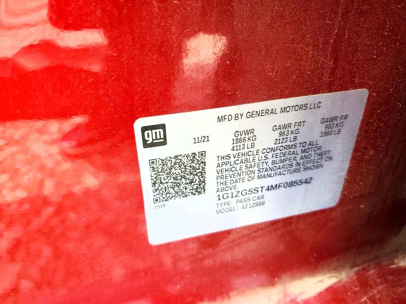 Aukcja sprzedaży 2021 Chevrolet Malibu, vin: 1G1ZG5ST4MF085542, numer aukcji: 56421186