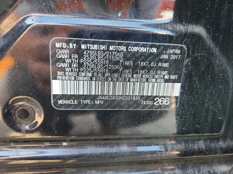 55771236 :رقم المزاد ، JA4AD3A30HZ031835 vin ، 2017 Mitsubishi Outlander مزاد بيع