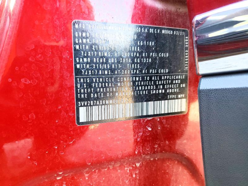 Продажа на аукционе авто 2021 Volkswagen Tiguan, vin: 3VV2B7AX6MM091061, номер лота: 55822686