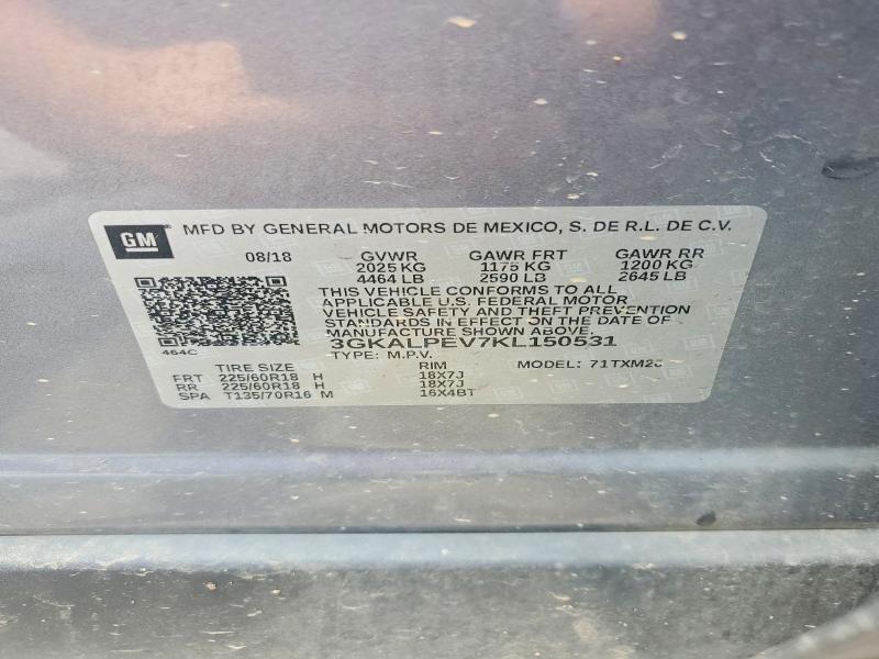 2019 Gmc Terrain მანქანა იყიდება აუქციონზე, vin: 3GKALPEV7KL150531, აუქციონის ნომერი: 57649526