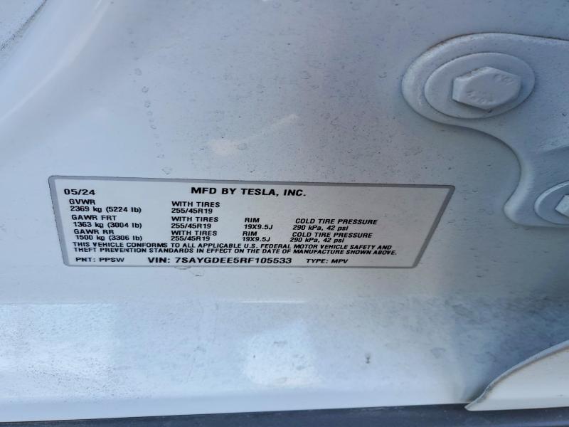Продажа на аукционе авто 2024 Tesla Mdl 3 Std, vin: 7SAYGDEE5RF105533, номер лота: 58227416