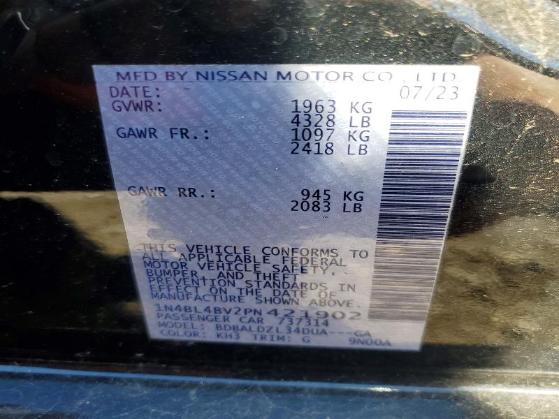 Продаж на аукціоні авто 2023 Nissan Altima, vin: 1N4BL4BV2PN421902, номер лоту: 58413096