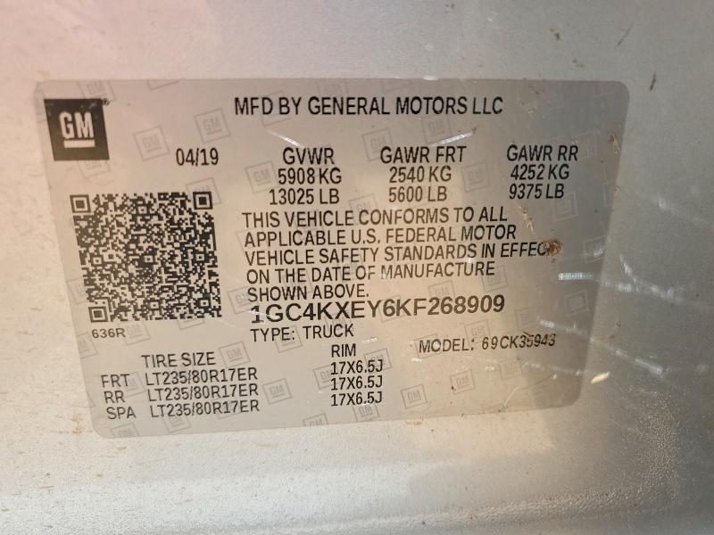 Продажа на аукционе авто 2019 Chevrolet Silverado, vin: 1GC4KXEY6KF268909, номер лота: 56798276