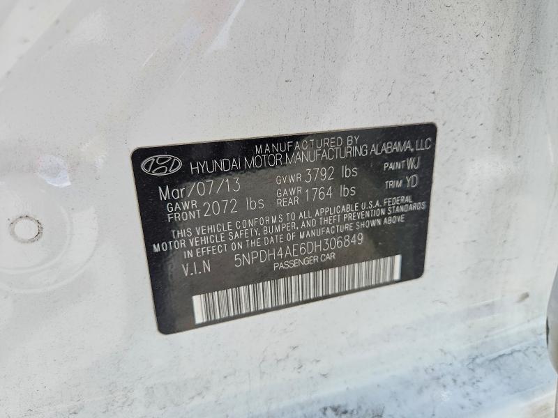 Aukcja sprzedaży 2013 Hyundai Elantra, vin: 5NPDH4AE6DH306849, numer aukcji: 55974166