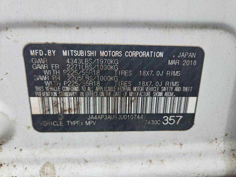 2018 Mitsubishi Outlander Sport მანქანა იყიდება აუქციონზე, vin: JA4AP3AU9JU010744, აუქციონის ნომერი: 55580676