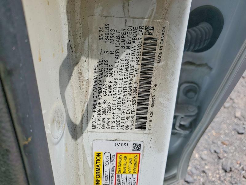 Aukcja sprzedaży 2024 Honda Civic, vin: 2HGFE2F52RH590450, numer aukcji: 57661246