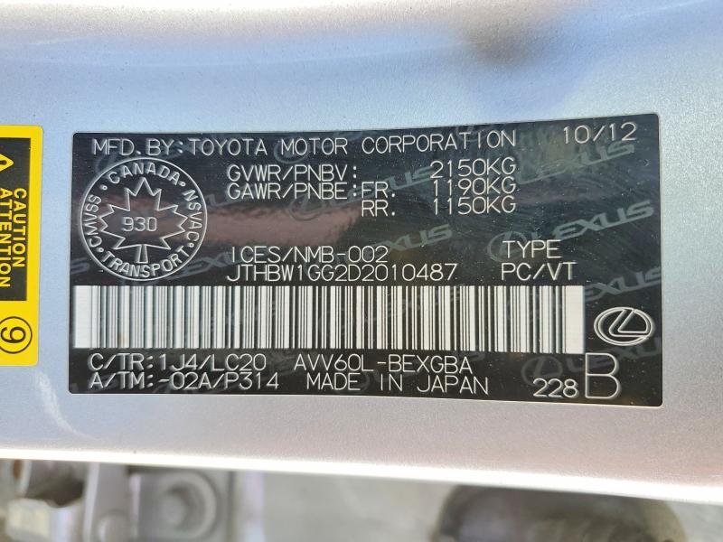 Aukcja sprzedaży 2013 Lexus Es, vin: JTHBW1GG2D2010487, numer aukcji: 57056046