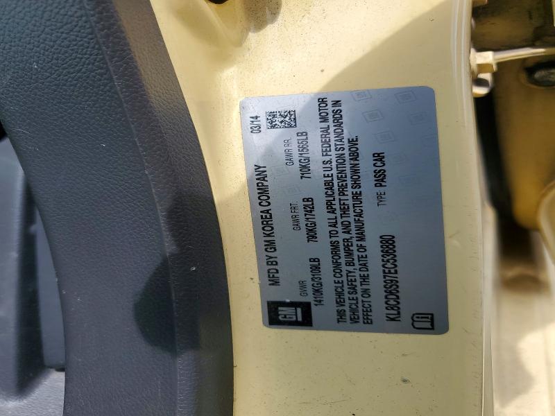 2014 Chevrolet Spark მანქანა იყიდება აუქციონზე, vin: KL8CD6S97EC536880, აუქციონის ნომერი: 58941256