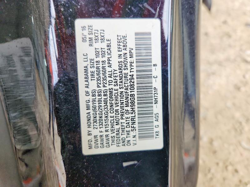52677466 :رقم المزاد ، 5FNRL5H98GB108294 vin ، 2016 Honda Odyssey مزاد بيع
