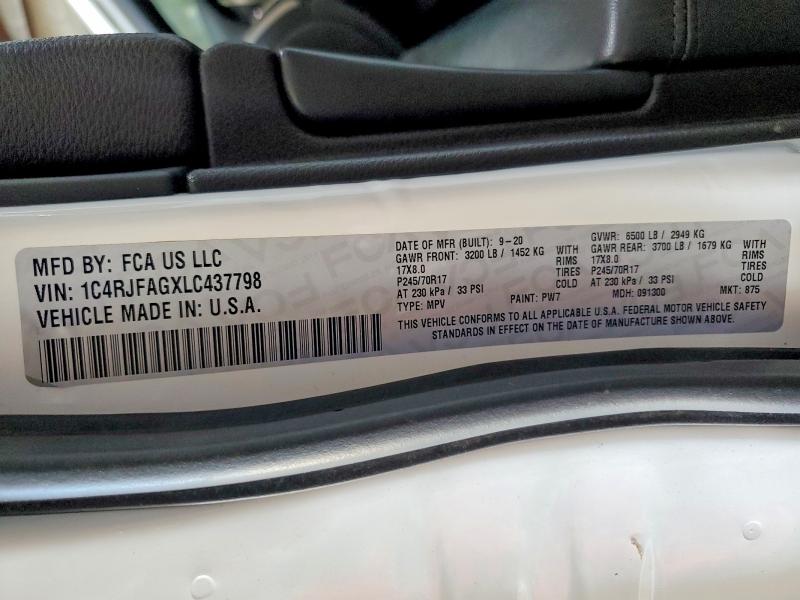 Aukcja sprzedaży 2020 Jeep Grand Cherokee, vin: 1C4RJFAGXLC437798, numer aukcji: 55525666