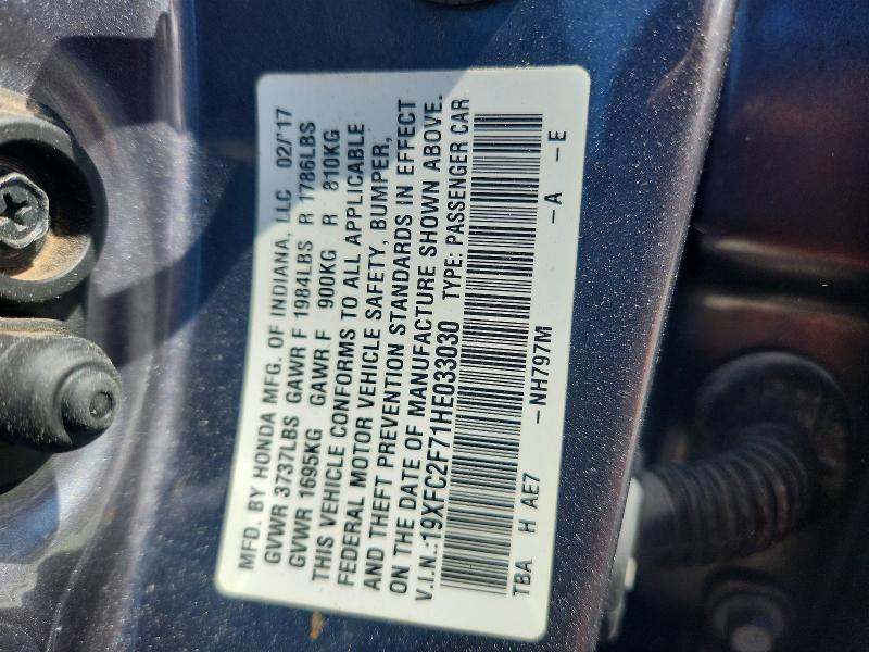 Aukcja sprzedaży 2017 Honda Civic, vin: 19XFC2F71HE033030, numer aukcji: 56859576