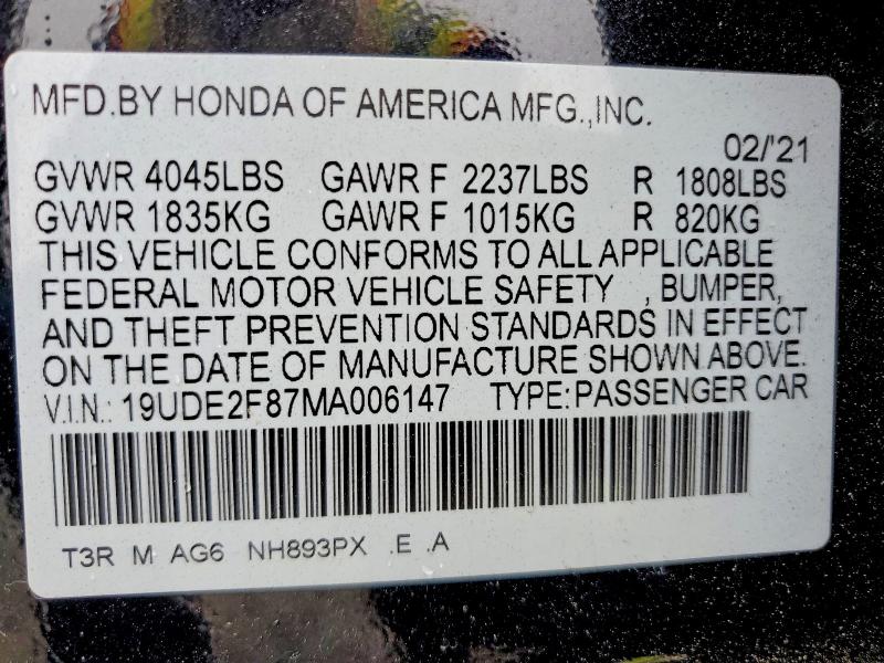Продажа на аукционе авто 2021 Acura Ilx, vin: 19UDE2F87MA006147, номер лота: 56311006