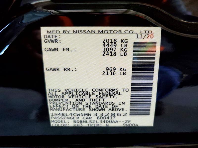 56478256 :رقم المزاد ، 1N4BL4CW5MN332862 vin ، 2021 Nissan Altima مزاد بيع