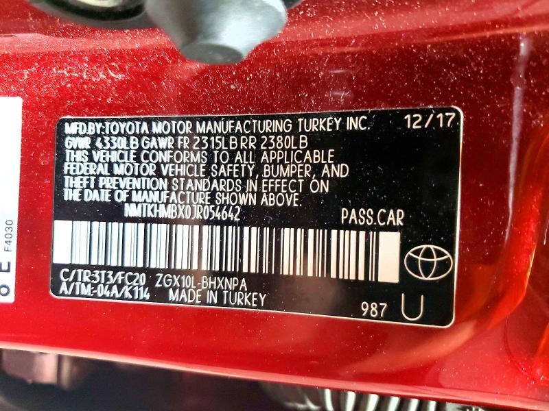 57514236 :رقم المزاد ، NMTKHMBX0JR054642 vin ، 2018 Toyota C-hr مزاد بيع