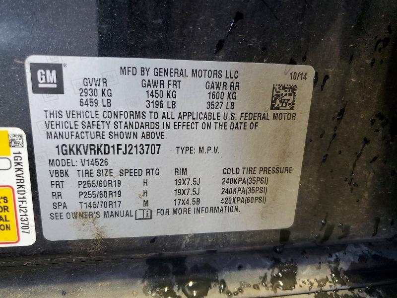 Продаж на аукціоні авто 2015 Gmc Acadia, vin: 1GKKVRKD1FJ213707, номер лоту: 56421516