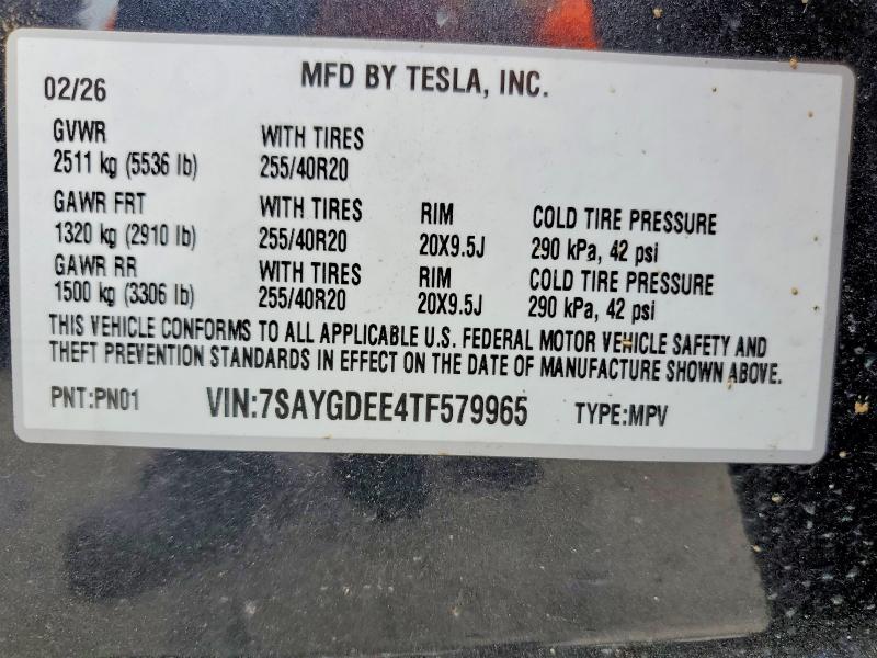 Продаж на аукціоні авто 2026 Tesla Model Y, vin: 7SAYGDEE4TF579965, номер лоту: 57748356