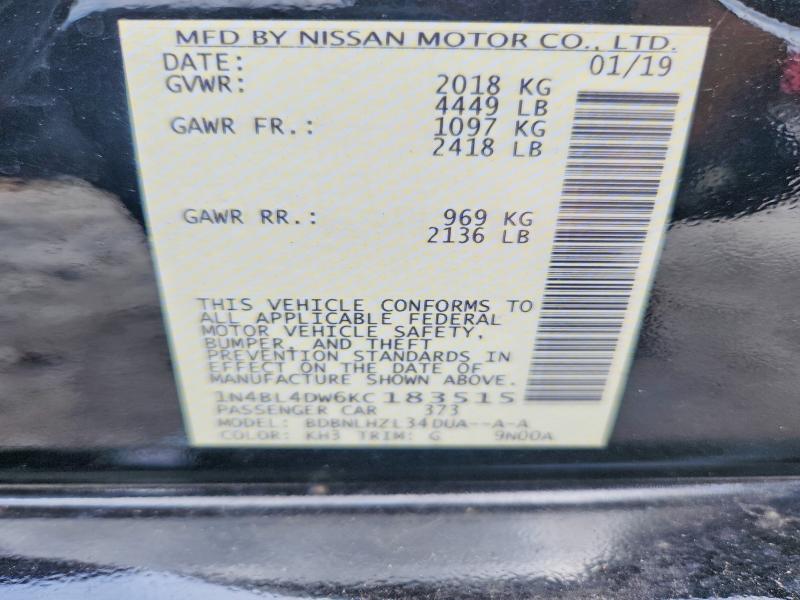 Продаж на аукціоні авто 2019 Nissan Altima, vin: 1N4BL4DW6KC183515, номер лоту: 58247536
