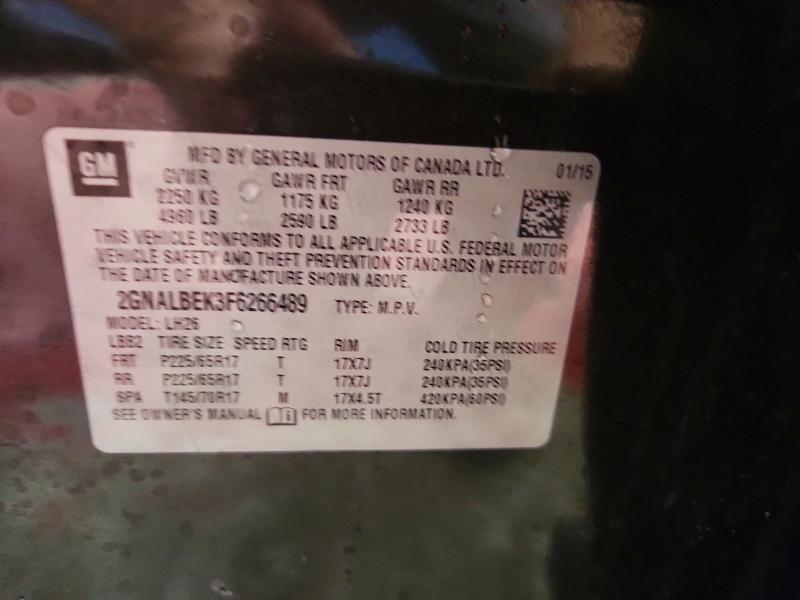 2015 Chevrolet Equinox მანქანა იყიდება აუქციონზე, vin: 2GNALBEK3F6266489, აუქციონის ნომერი: 57474556