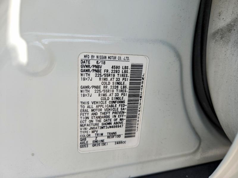 55684156 :رقم المزاد ، JN8AT2MT3JW486947 vin ، 2018 Nissan Rogue مزاد بيع