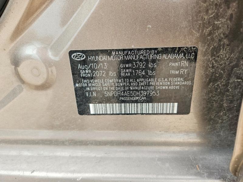 Продажа на аукционе авто 2013 Hyundai Elantra, vin: 5NPDH4AE5DH397953, номер лота: 57325606
