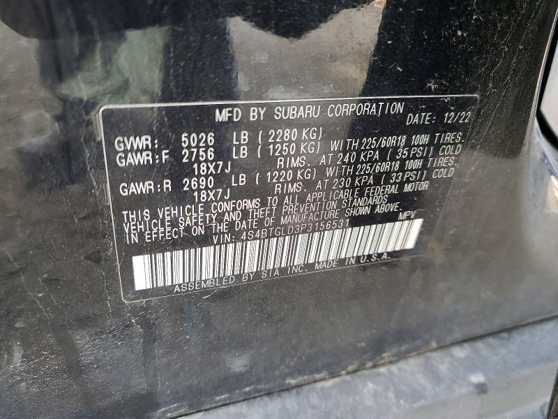 Продажа на аукционе авто 2023 Subaru Outback, vin: 4S4BTGLD3P3156531, номер лота: 58759916