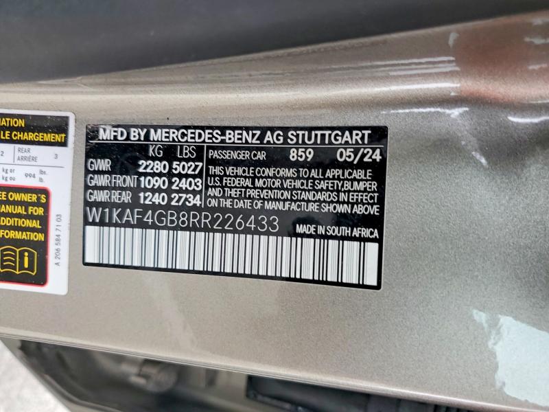 Продажа на аукционе авто 2024 Mercedes-benz C, vin: W1KAF4GB8RR226433, номер лота: 58961086