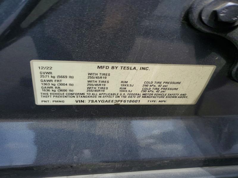 58291136 :رقم المزاد ، 7SAYGAEE3PF618601 vin ، 2023 Tesla Model Y مزاد بيع