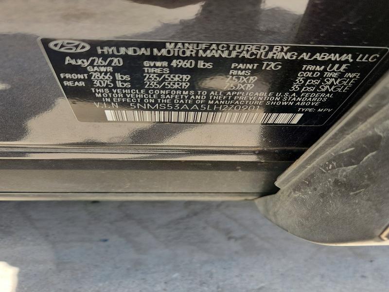 Продаж на аукціоні авто 2020 Hyundai Santa Fe, vin: 5NMS53AA5LH270901, номер лоту: 55990976