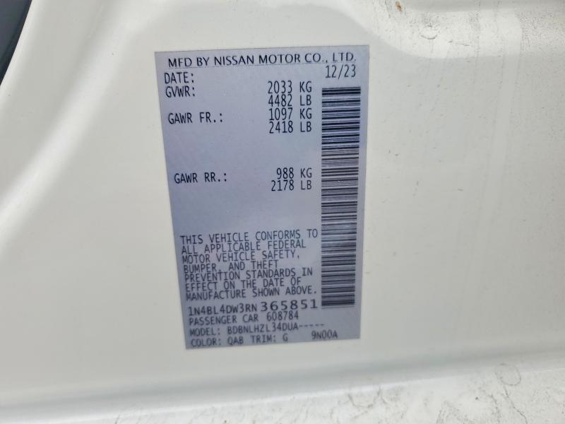 Продажа на аукционе авто 2024 Nissan Altima, vin: 1N4BL4DW3RN365851, номер лота: 58913246