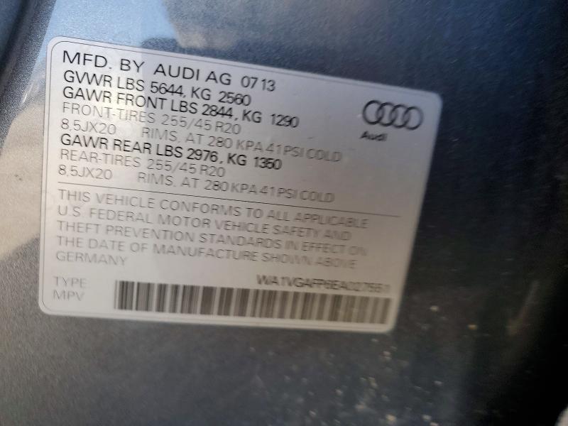 Aukcja sprzedaży 2014 Audi Sq5, vin: WA1VGAFP6EA027551, numer aukcji: 57021366