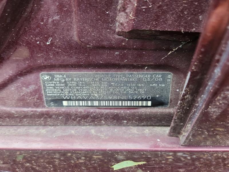 Продаж на аукціоні авто 2008 Bmw 328, vin: WBAVA37598NL52690, номер лоту: 57825416