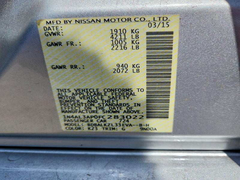 59012336 :رقم المزاد ، 1N4AL3AP0FC283022 vin ، 2015 Nissan Altima مزاد بيع
