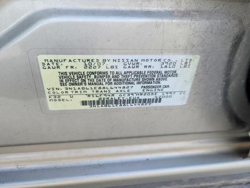 2008 Nissan Sentra მანქანა იყიდება აუქციონზე, vin: 3N1AB61E88L644827, აუქციონის ნომერი: 56689156