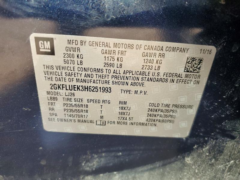 2017 Gmc Terrain მანქანა იყიდება აუქციონზე, vin: 2GKFLUEK3H6251993, აუქციონის ნომერი: 58874276