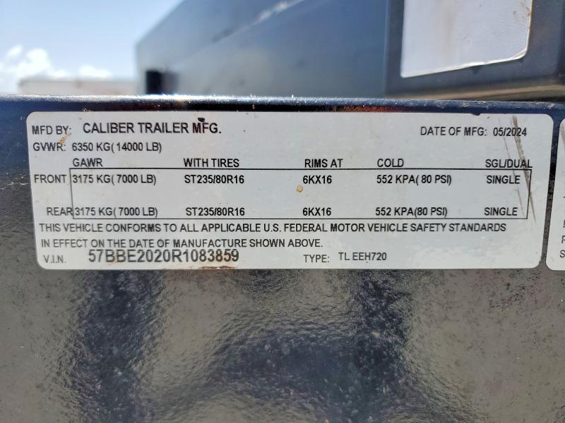 2024 Caliber Trailer მანქანა იყიდება აუქციონზე, vin: 57BBE2020R1083859, აუქციონის ნომერი: 58212926