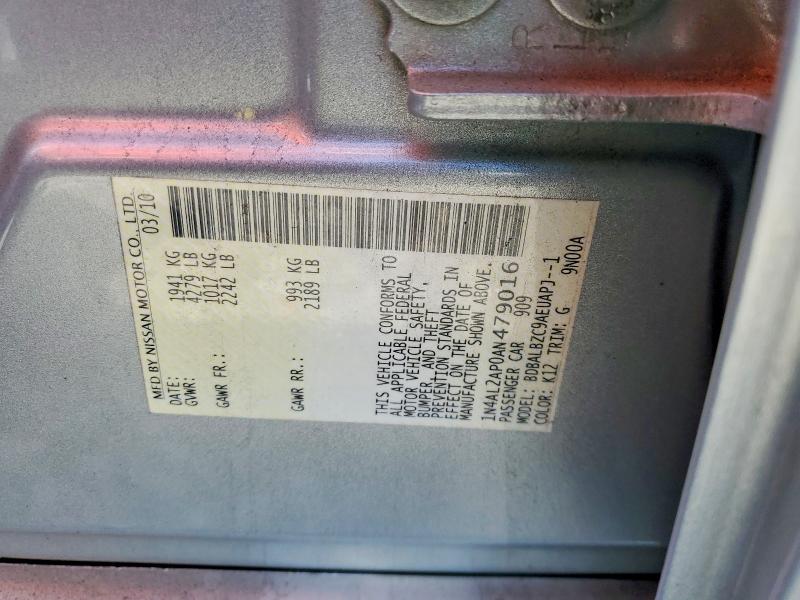 57570956 :رقم المزاد ، 1N4AL2AP0AN479016 vin ، 2010 Nissan Altima مزاد بيع