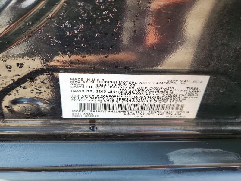 2013 Mitsubishi Outlander Sport მანქანა იყიდება აუქციონზე, vin: 4A4AR4AUXDE022527, აუქციონის ნომერი: 55981456