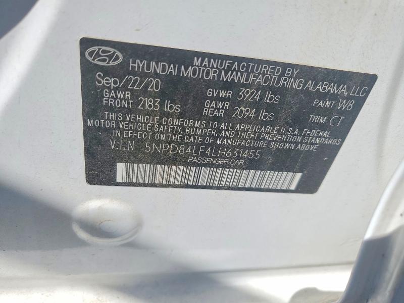 55513966 :رقم المزاد ، 5NPD84LF4LH631455 vin ، 2020 Hyundai Elantra مزاد بيع
