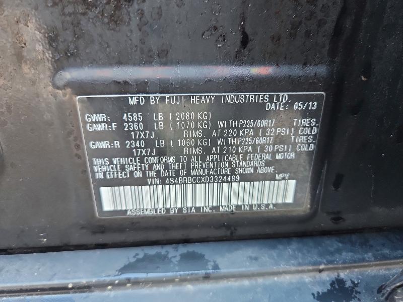 2013 Subaru Outback მანქანა იყიდება აუქციონზე, vin: 4S4BRBCCXD3324489, აუქციონის ნომერი: 58608626