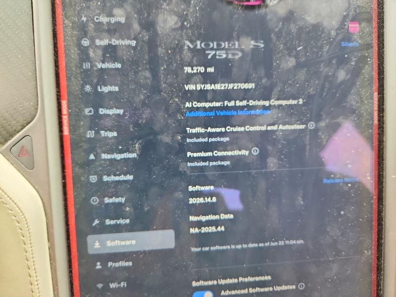 57432346 :رقم المزاد ، 5YJSA1E27JF270691 vin ، 2018 Tesla Model S مزاد بيع