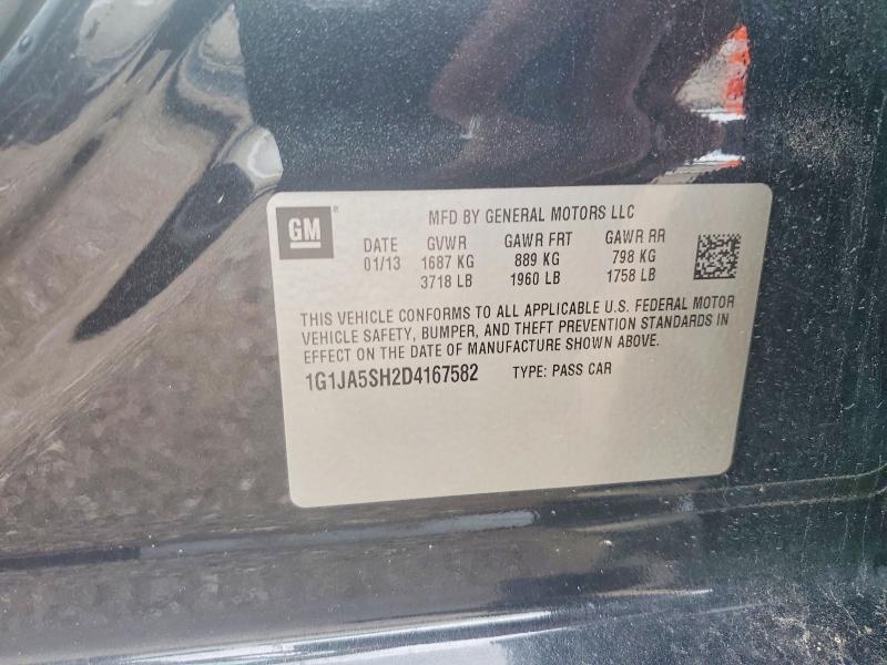 Aukcja sprzedaży 2013 Chevrolet Sonic, vin: 1G1JA5SH2D4167582, numer aukcji: 57394166