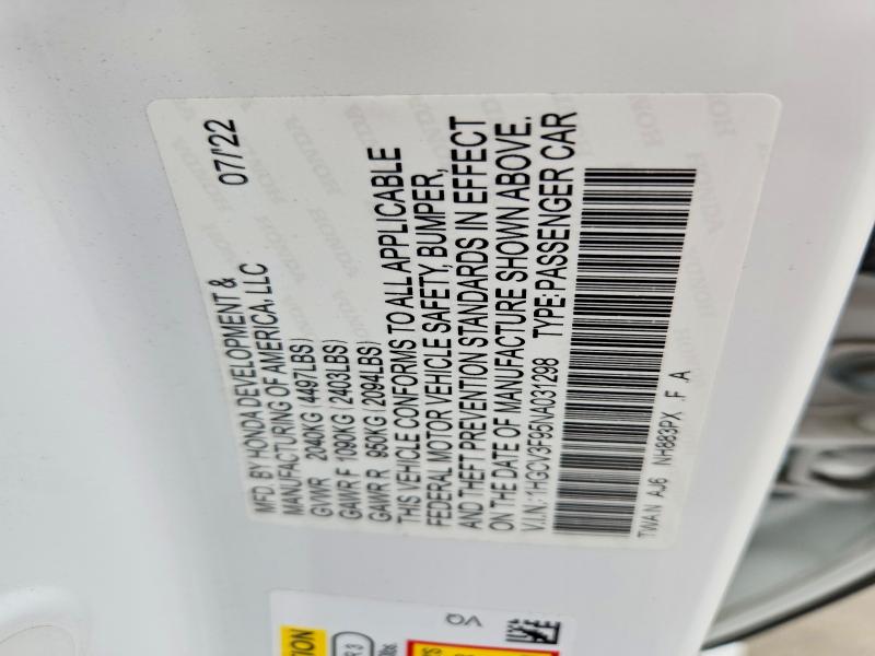 Aukcja sprzedaży 2022 Honda Accord, vin: 1HGCV3F95NA031298, numer aukcji: 56696946