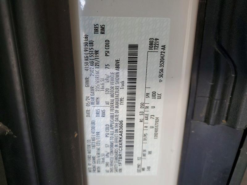 Aukcja sprzedaży 2024 Ford Transit, vin: 1FTBR1C8XRKA83606, numer aukcji: 58830416