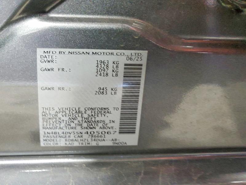 58440326 :رقم المزاد ، 1N4BL4DV5SN405067 vin ، 2025 Nissan Altima مزاد بيع