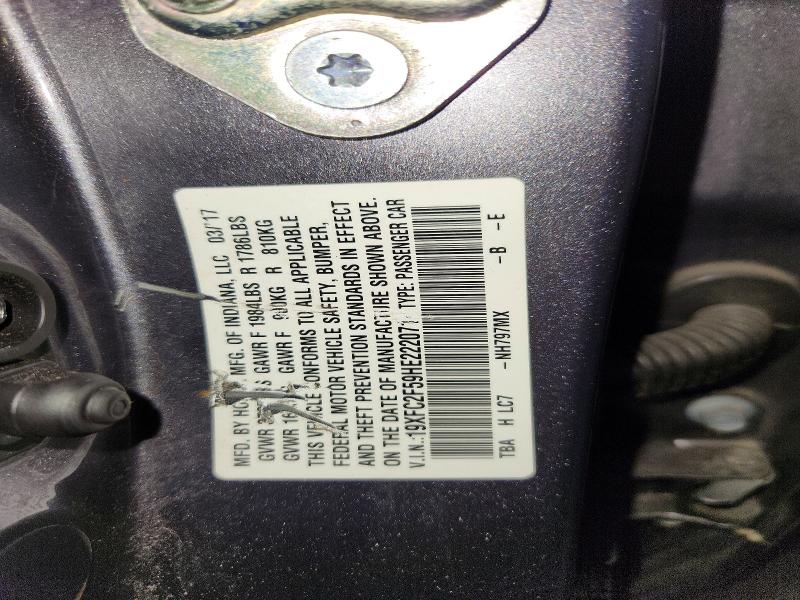Продаж на аукціоні авто 2017 Honda Civic, vin: 19XFC2F59HE222071, номер лоту: 56095966